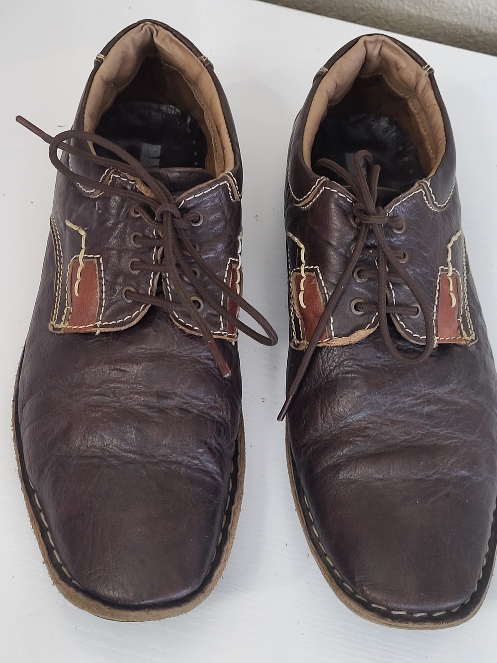 Banish Mens Indian Brown Leather Exposed Stitched Lace-up Shoes 42 US 8.5